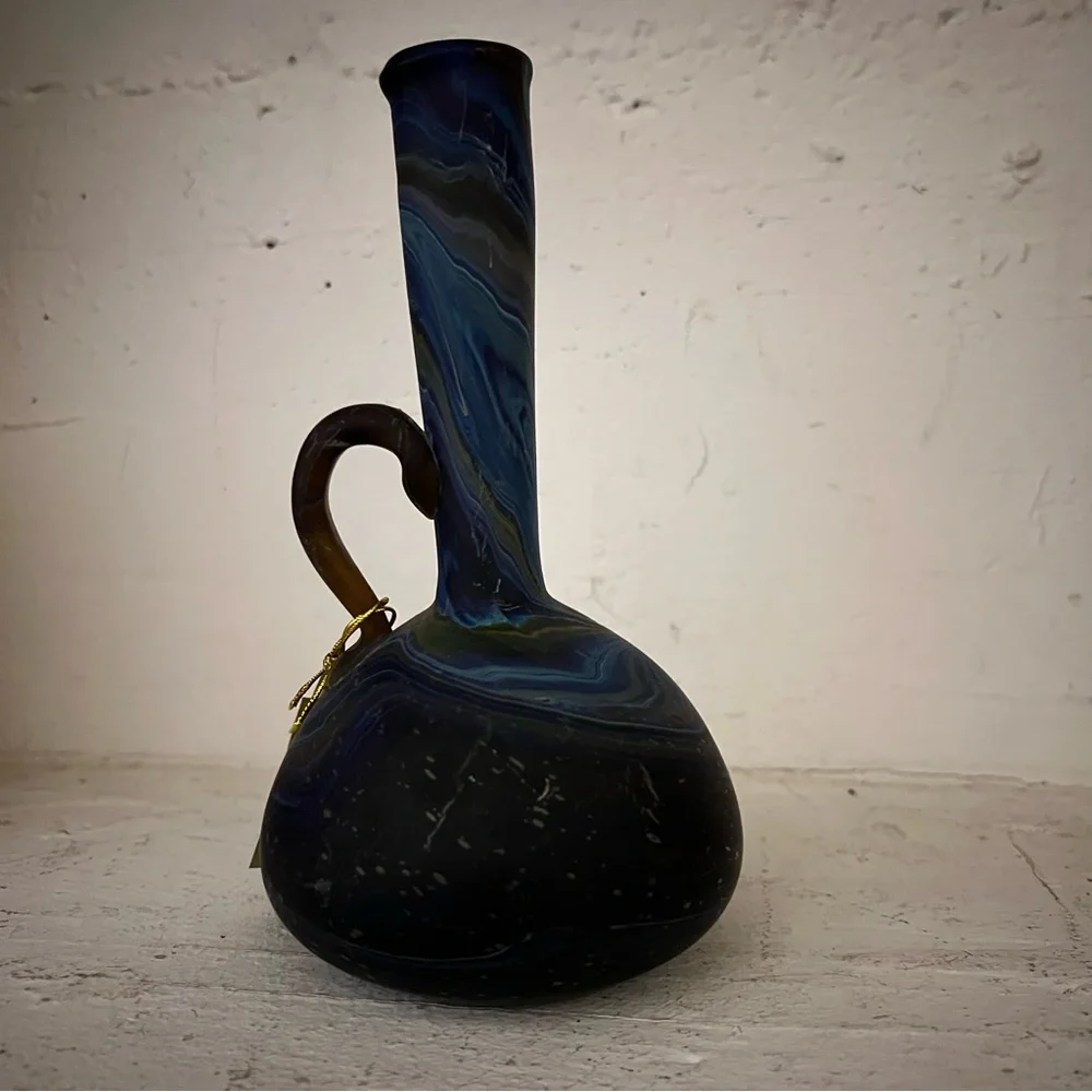 NEW Mini Blue Glass Pitcher Jar Long Neck Vase Phoenician Hebron Glass